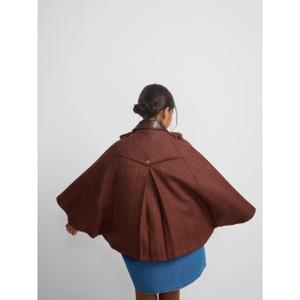 Mädchen-Umhang mit karierten Lederdetails Silbon image-5