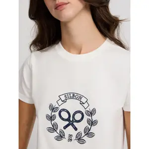 T-Shirt mit kariertem Schläger-Motiv für Frauen Silbon image-5
