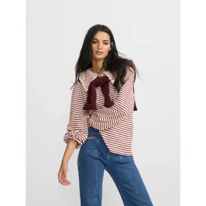Langarmshirt mit Streifenhemdenkragen für Damen Silbon image-1