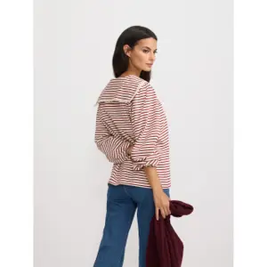 Langarmshirt mit Streifenhemdenkragen für Damen Silbon image-3