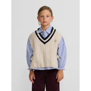Girls' V-neck knitted cardigan Silbon image-6