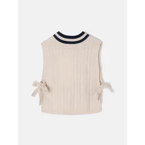 Girls' V-neck knitted cardigan Silbon image-1