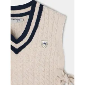 Girls' V-neck knitted cardigan Silbon image-2