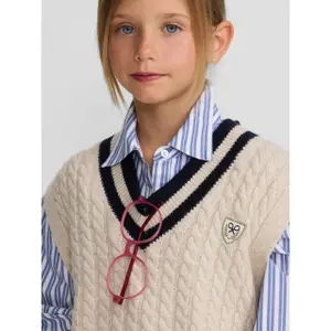Girls' V-neck knitted cardigan Silbon image-4