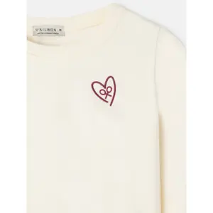 Embroidered heart motif sweatshirt for girls Silbon image-3