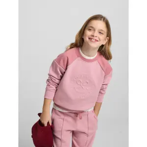 Cotton sweatshirt with girl smiley motif Silbon image-3