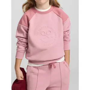 Cotton sweatshirt with girl smiley motif Silbon image-4