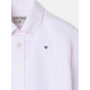 Striped long-sleeve oxford shirt for kids Silbon image-2