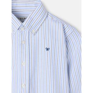 Striped long-sleeve oxford shirt for kids Silbon image-2