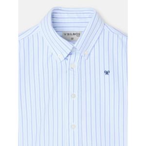 Striped long-sleeve oxford shirt for kids Silbon image-1