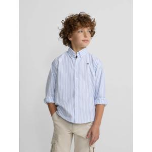 Striped long-sleeve oxford shirt for kids Silbon image-3
