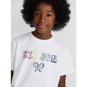 Multicoloured lettering printed T-shirt for kids Silbon image-3