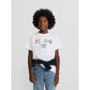 Multicoloured lettering printed T-shirt for kids Silbon image-5