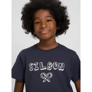 Multicoloured lettering printed T-shirt for kids Silbon image-5
