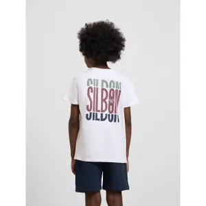 Children's t-shirt with tricolour lettering Silbon image-5