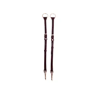 Leather martingale fork with stitching Silver Crown image-0