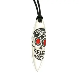 Surfplanka Halsband med Dödskalle Silver Surf
