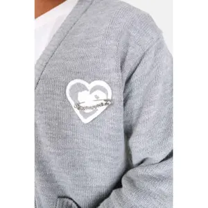 Cardigan de malha com coração bordado Sixth June image-6