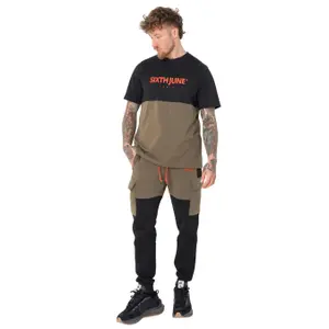 T-shirt regular bicolor com logotipo bordado Sixth June image-0