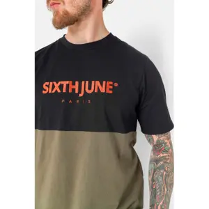 T-shirt regular bicolor com logotipo bordado Sixth June image-3