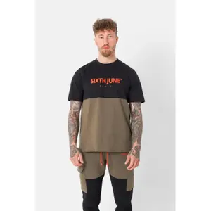 T-shirt regular bicolor com logotipo bordado Sixth June image-1