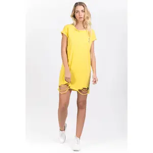 Abito t-shirt strappato con anelli donna Sixth June image-0