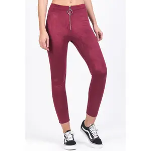 Leggings in suede con zip per donna Sixth June image-2
