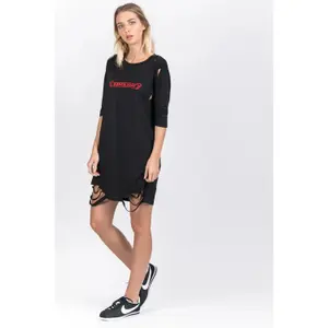 Abito t-shirt strappato con logo donna Sixth June image-1