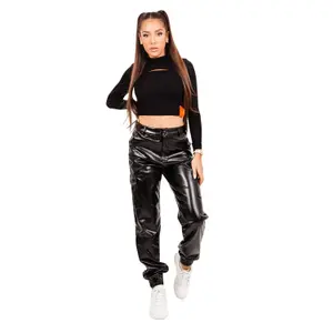 Women's faux leather cargo trousers Sixth June image-0