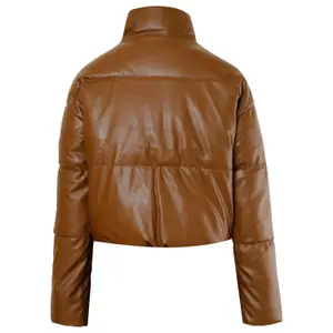 Casaco acolchoado em imitação de couro feminino Sixth June image-3