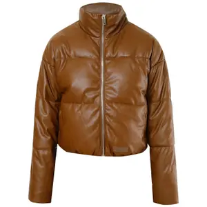 Casaco acolchoado em imitação de couro feminino Sixth June image-0