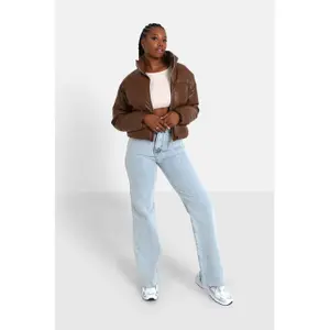 Casaco acolchoado em imitação de couro feminino Sixth June image-2