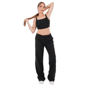 Pantalones cargo fluidos forrados mujer Sixth June image-0