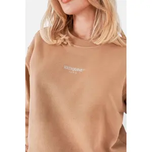 Felpa girocollo basic con logo ricamato donna Sixth June image-4