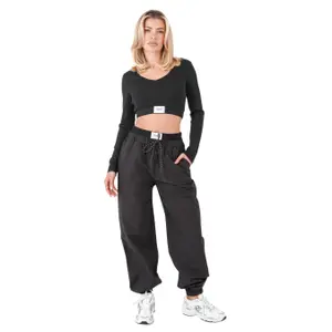 34111-blac-pantalon-de-jogging-nylon-avec-double-ceinture-femme-sixth-june-noir