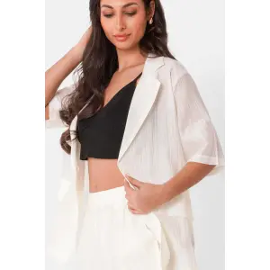 Camisa fluida con bordado de logo para mujer Sixth June image-2