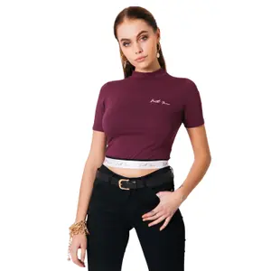 T-shirt con nastro e logo firmato donna Sixth June image-1