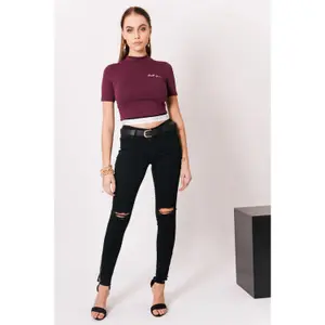 T-shirt con nastro e logo firmato donna Sixth June image-2