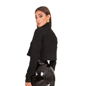 Suéter corto ligero de cuello alto para mujer Sixth June image-2