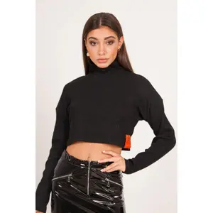 Suéter corto ligero de cuello alto para mujer Sixth June image-1