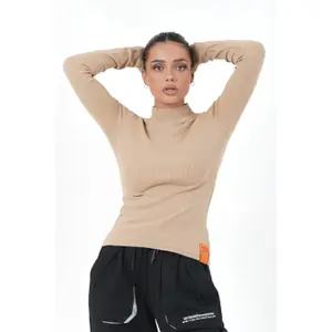 T-shirt con collet e maniche lunghe donna Sixth June image-1