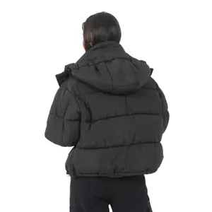 Casaco acolchoado curto com capuz mulher Sixth June image-3