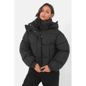 Casaco acolchoado curto com capuz mulher Sixth June image-1