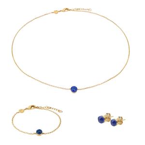 Sæt med halskæde, armbånd og øreringe i lapis lazuli til kvinder Sloya Aurora