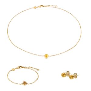 Sæt med halskæde, armbånd og øreringe i citrinsten til kvinder Sloya Aurora