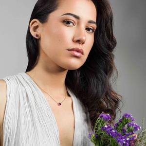 Sæt med halskæde, armbånd og øreringe i ametyst til kvinder Sloya Aurora image-1