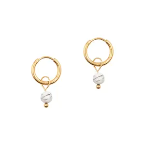 Hoop earrings with Howlite stones for women Sloya Serena image-0