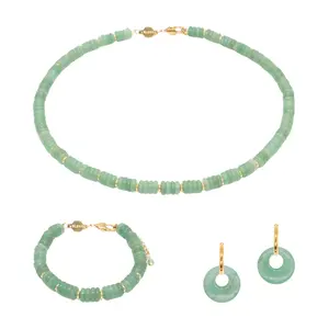 Collar, pulsera y pendientes de piedra aventurina para mujer Sloya Blima