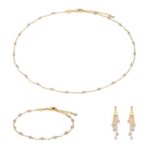 Collar, pulsera y pendientes de piedra amatista para mujer Sloya Elyssa