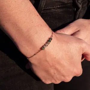 Colar, pulseira e brincos em pedra de ágata aquática para mulher Sloya Piana image-3